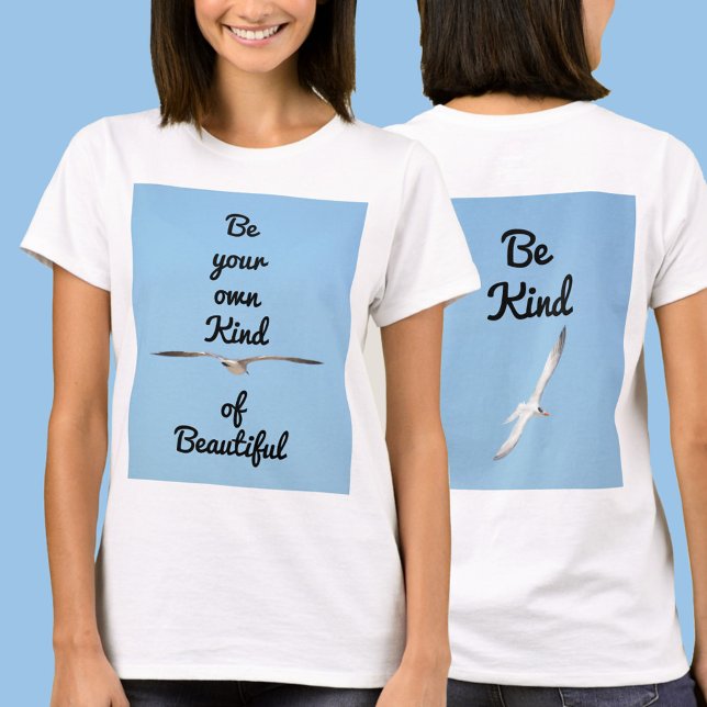 Seagull in Flight Be Beautiful Be Kind T-Shirt (Creator Uploaded)
