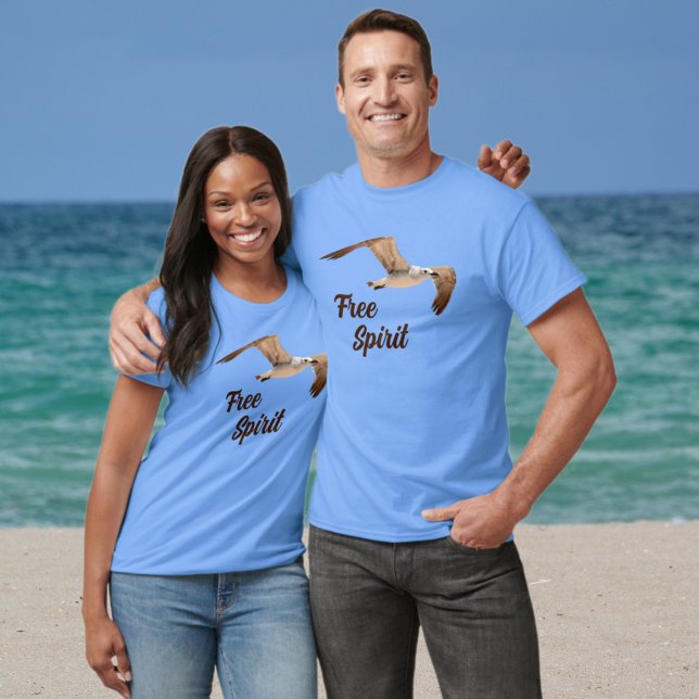 Seagull in Flight Free Spirit Coastal Photographic T-Shirt (Creator Uploaded)