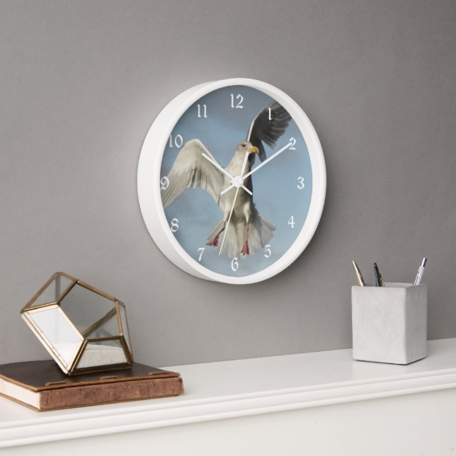 Seagull in Flight Photo Wall Clock (Office)