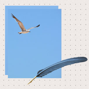 Seagull in Flight Sky Blue Coastal Paper sheet