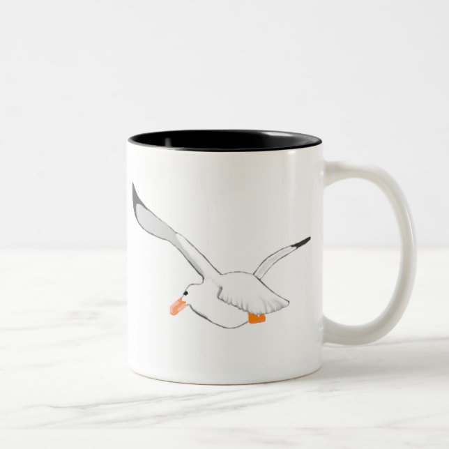 Seagull In Flight Two-Tone Coffee Mug (Right)
