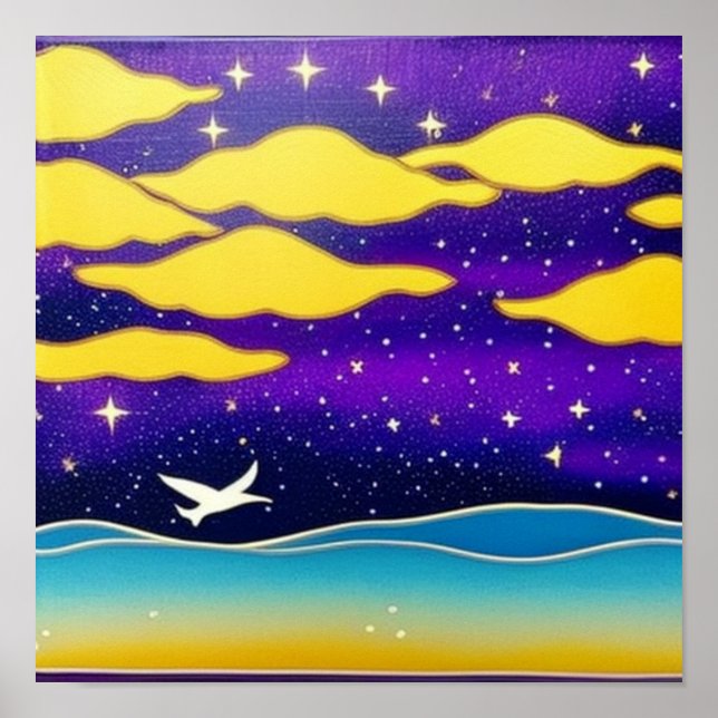 Seagull in the Clouds Poster (Front)