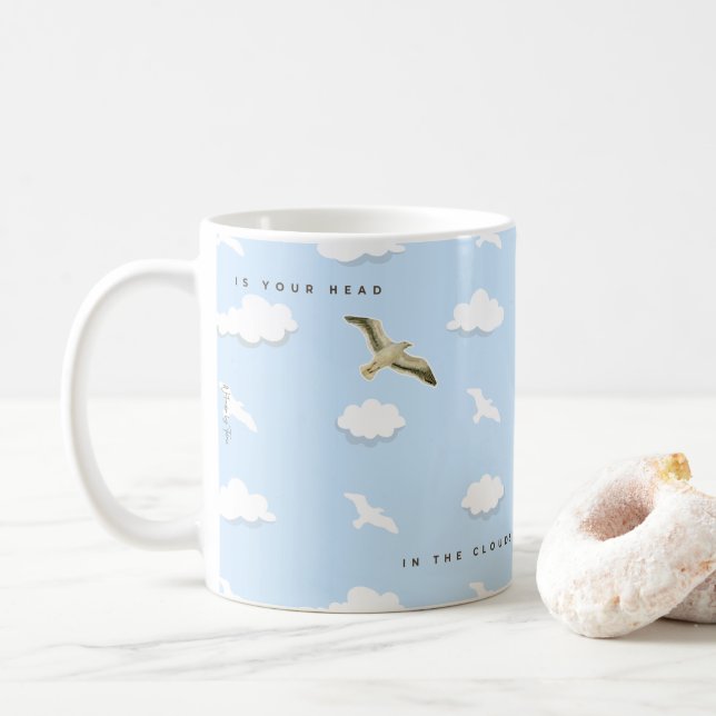 Seagull in the clounds coffee mug (With Donut)