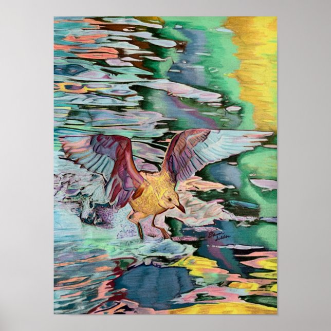 Seagull Landing on Candlewood Lake Custom Art Poster (Front)