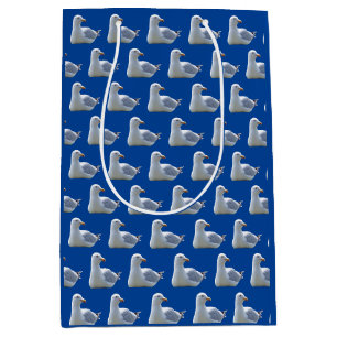 Seagull Laying Down Navy Blue Medium Gift Bag