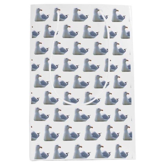 Seagull Laying Down White Medium Gift Bag (Front)
