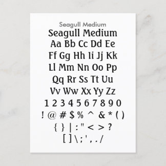 Seagull Medium - Zazzle Font Sample Sheet Postcard