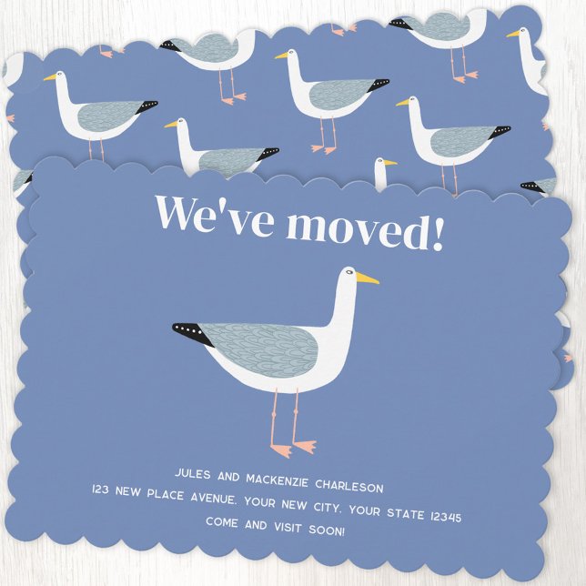 Seagull Moving New Home Announcement (Fun seagull we've moved new home moving house change of address personalized announcement)