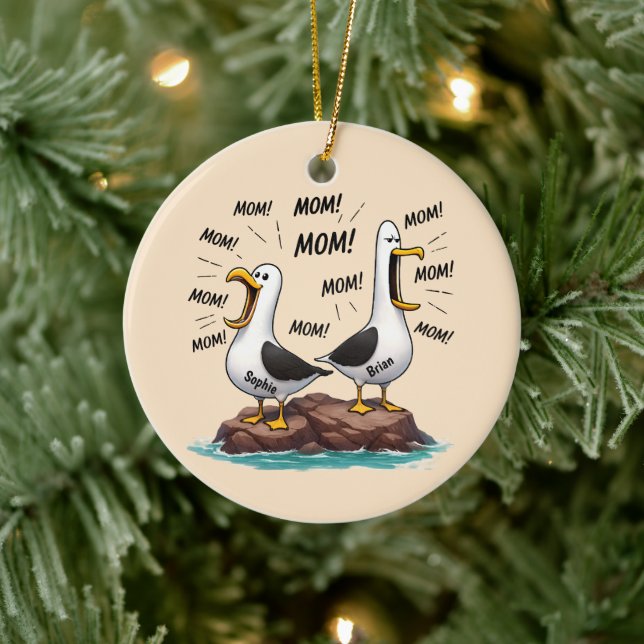 Seagull Mum Funny Personalised Ceramic Tree Decoration (Tree)