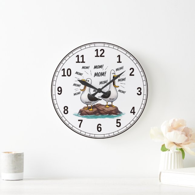 Seagull Mum Funny Personalised Large Clock (Home)