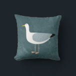 Seagull Nautical Cushion<br><div class="desc">A sassy seagull standing by the ocean. Perfect for those who love cheeky birds and the coast.  Original art by Nic Squirrell.</div>