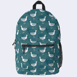 Seagull Nautical Printed Backpack<br><div class="desc">A flock of cheeky seagulls on a teal green background.  Original art by Nic Squirrell.</div>