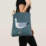 Seagull Nautical Tote Bag<br><div class="desc">A cheeky seagull standing by the deep green ocean.  For those who love sea birds and the coast.
Carry your shopping in style.</div>
