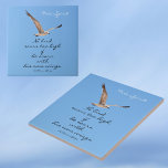 Seagull No Bird Soars Too High Blue decorative Tile<br><div class="desc">A Seagull in flight flying across clear blue sky decorative ceramic tile with an inspirational and motivational quote by William Blake "No bird soars too high if he soars with his own wings." Feel free as this seabird and personalise this coastal photographic ceramic tile with your Name, your own text...</div>