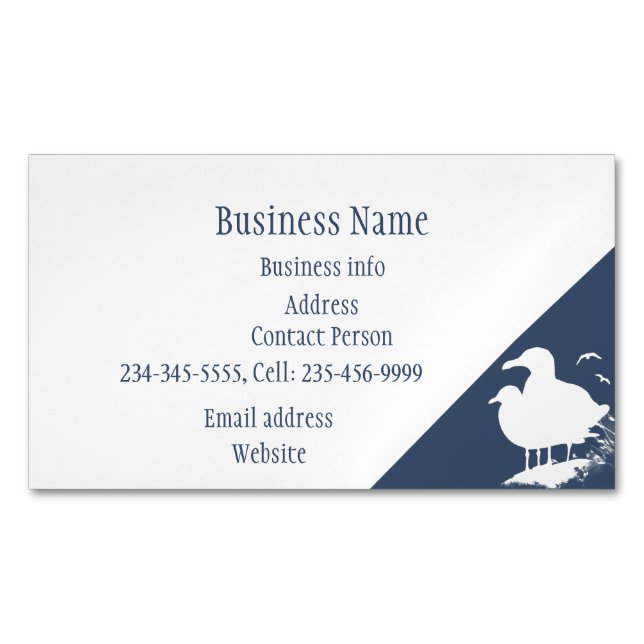 Seagull Ocean Sea Birds  Magnetic Business Card (Front)