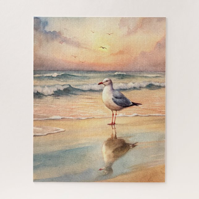 Seagull on a Beach Jigsaw Puzzle (Vertical)