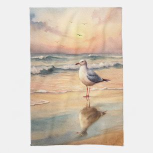 Seagull on a Beach Tea Towel