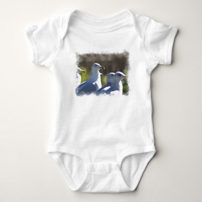 Seagull on a Rail Baby Bodysuit (Front)