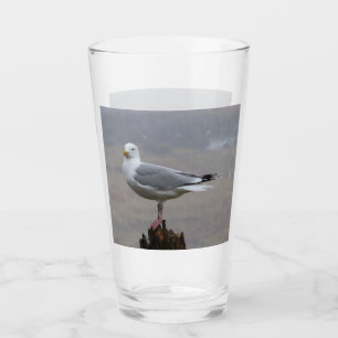 Seagull on Post when Snowing Glass