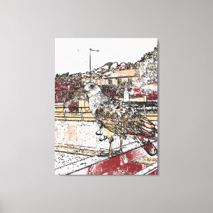 Seagull on the bridge in Hythe Canvas Print