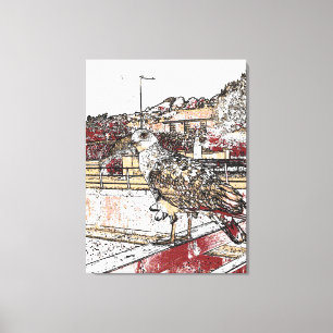 Seagull on the bridge in Hythe Canvas Print