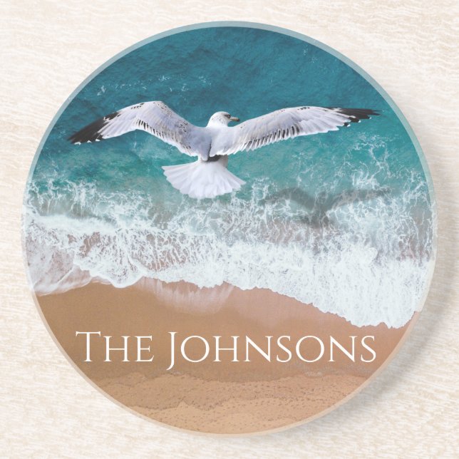 Seagull over the Sea Shore Coaster (Front)