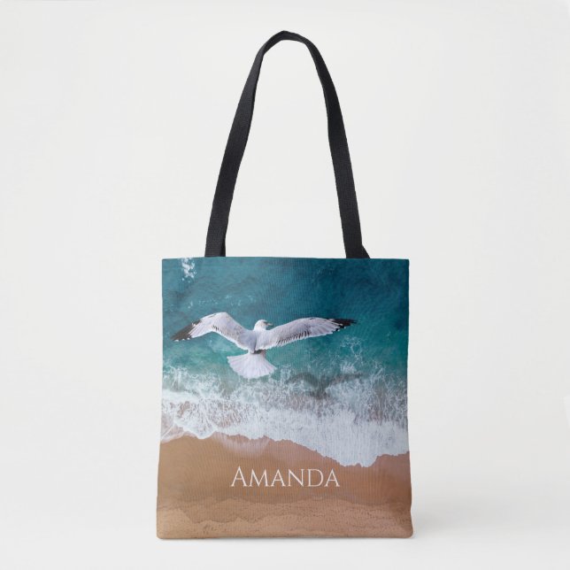 Seagull over the Sea Shore Tote Bag (Front)