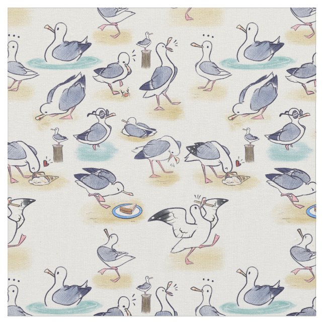 seagull pattern fabric (Close Up)