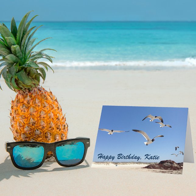 Seagull Photography Beautiful Beach Happy Birthday Card (Creator Uploaded)