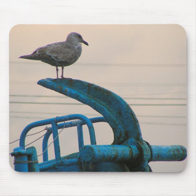 Seagull Rests On Anchor Of Ship | Choshi Mouse Pad (Front)