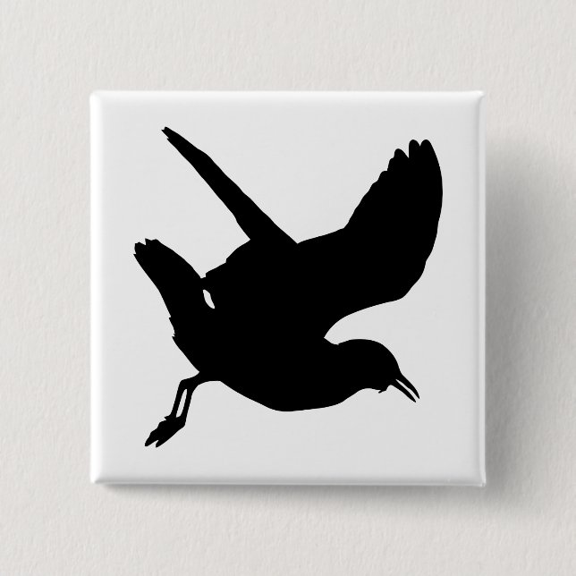 Seagull Silhouette 15 Cm Square Badge (Front)
