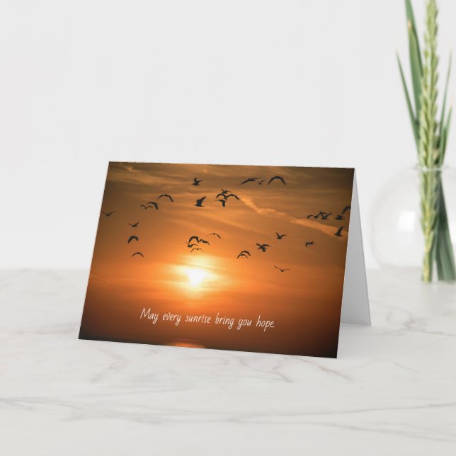 seagull silhouette on sunset sky card (Front)