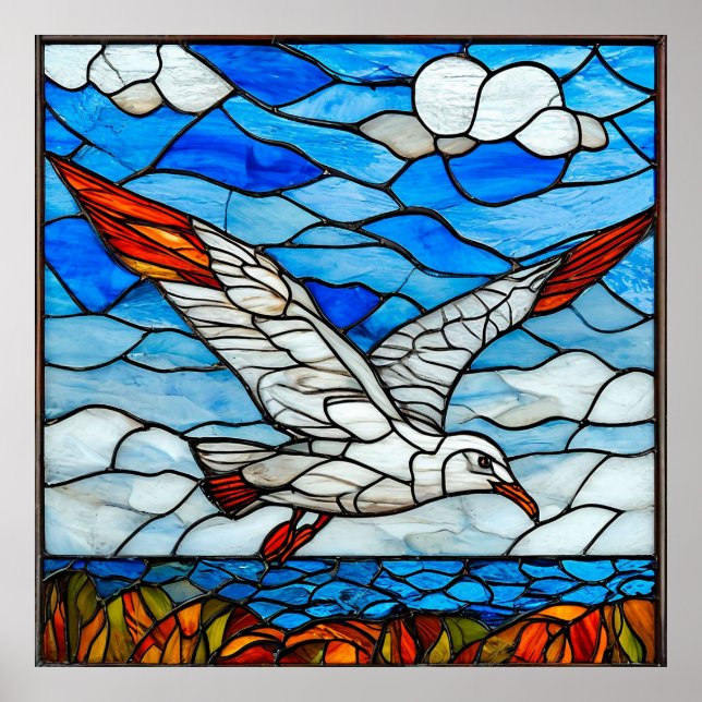 Seagull stained glass poster (Front)