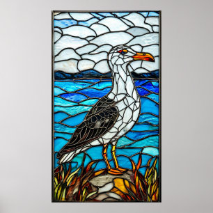 Seagull stained glass poster