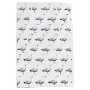 Seagull Standing White Medium Gift Bag