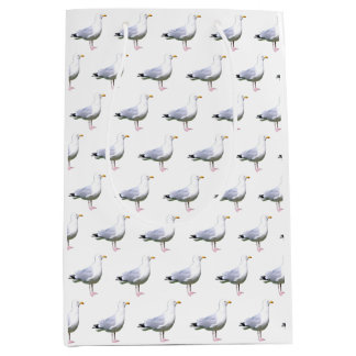 Seagull StandingCoastal Bird Ocean Wildlife White Medium Gift Bag