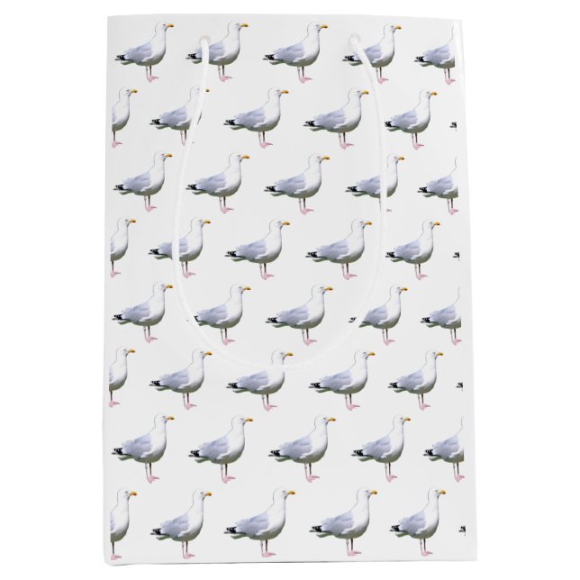 Seagull StandingCoastal Bird Ocean Wildlife White  Medium Gift Bag (Front)