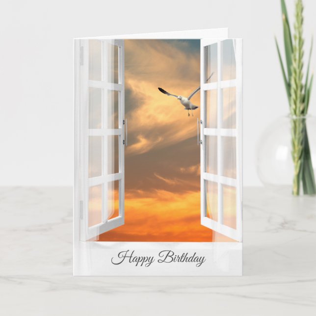 Seagull Sunset Birthday Card (Front)