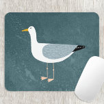 Seagull Teal Mouse Pad<br><div class="desc">A cheeky seagull standing by the ocean. Perfect for those who love birds and the coast.  Original art by Nic Squirrell.</div>