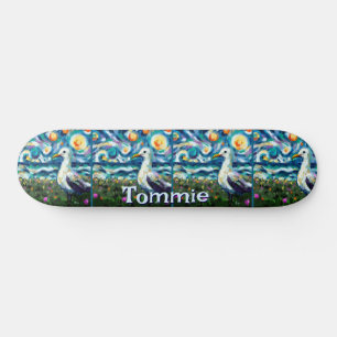 Seagull Van Gogh Style Beach Personalised Skateboard