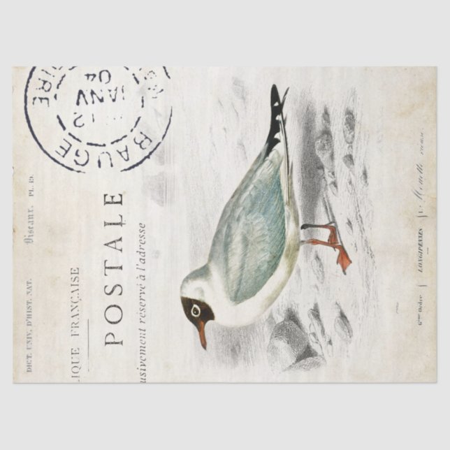 Seagull Vintage French Postmark Decoupage Tissue Paper (Front)