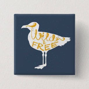 Seagull   Wild And Free 15 Cm Square Badge