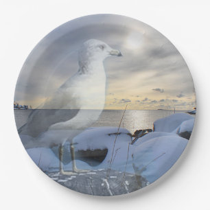 Seagull Winter Seashore Paper Plate
