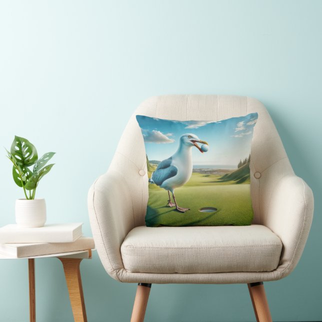 Seagull With a Golf Ball For Golfer Cushion (Chair)