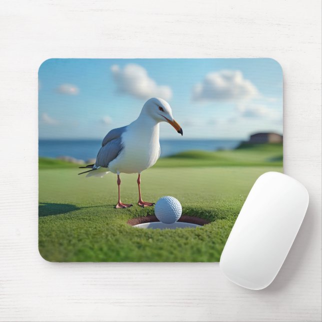 Seagull With a Golf Ball Mouse Pad (With Mouse)