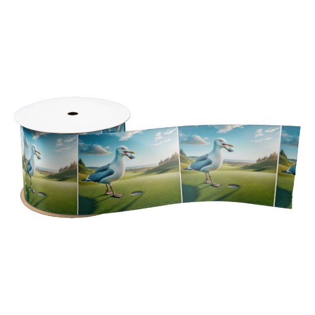 Seagull With a Golf Ball Satin Ribbon (Spool)