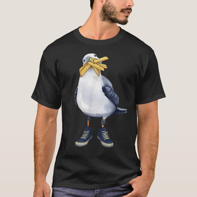 Seagull With Fries And Sneakers Fun T-shirt.png  (Front)