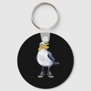 Seagull With Fries And Sneakers Fun T-shirt.png  Key Ring