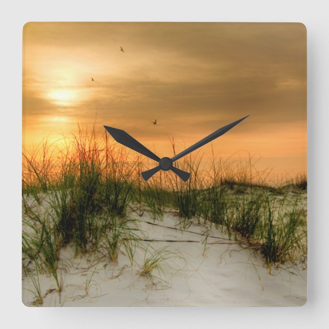 Seagulls at Sunrise Square Wall Clock (Front)
