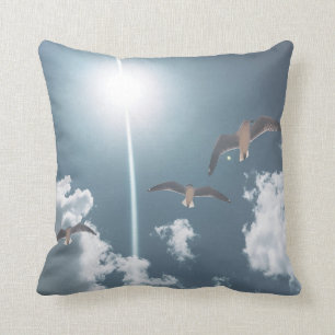 Seagulls Flying Sky Throw Pillow Cushion